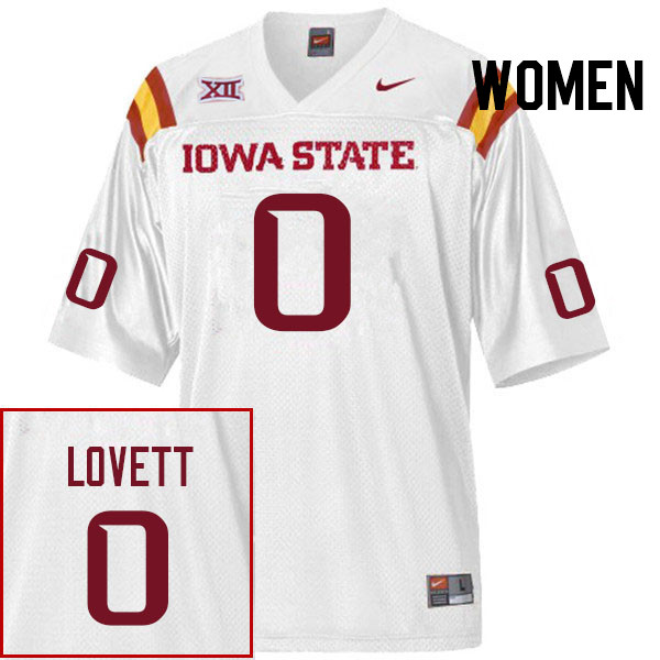 Women #0 Zachary Lovett Iowa State Cyclones College Football Jerseys Stitched Sale-White